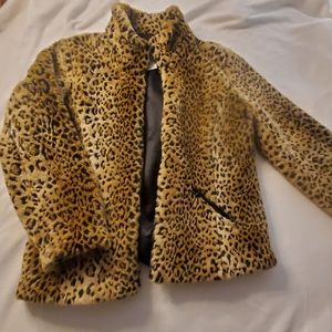 Leopard print furry coat
